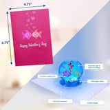 Pop Up Valentines Day Card For Wife Plays "Kiss Me" - Glowing Kissing Fish & Heart Balloons With 3D Romantic Fishbowl Scene - Musical Keepsake Gift For Your Sweetheart With Lights & Music