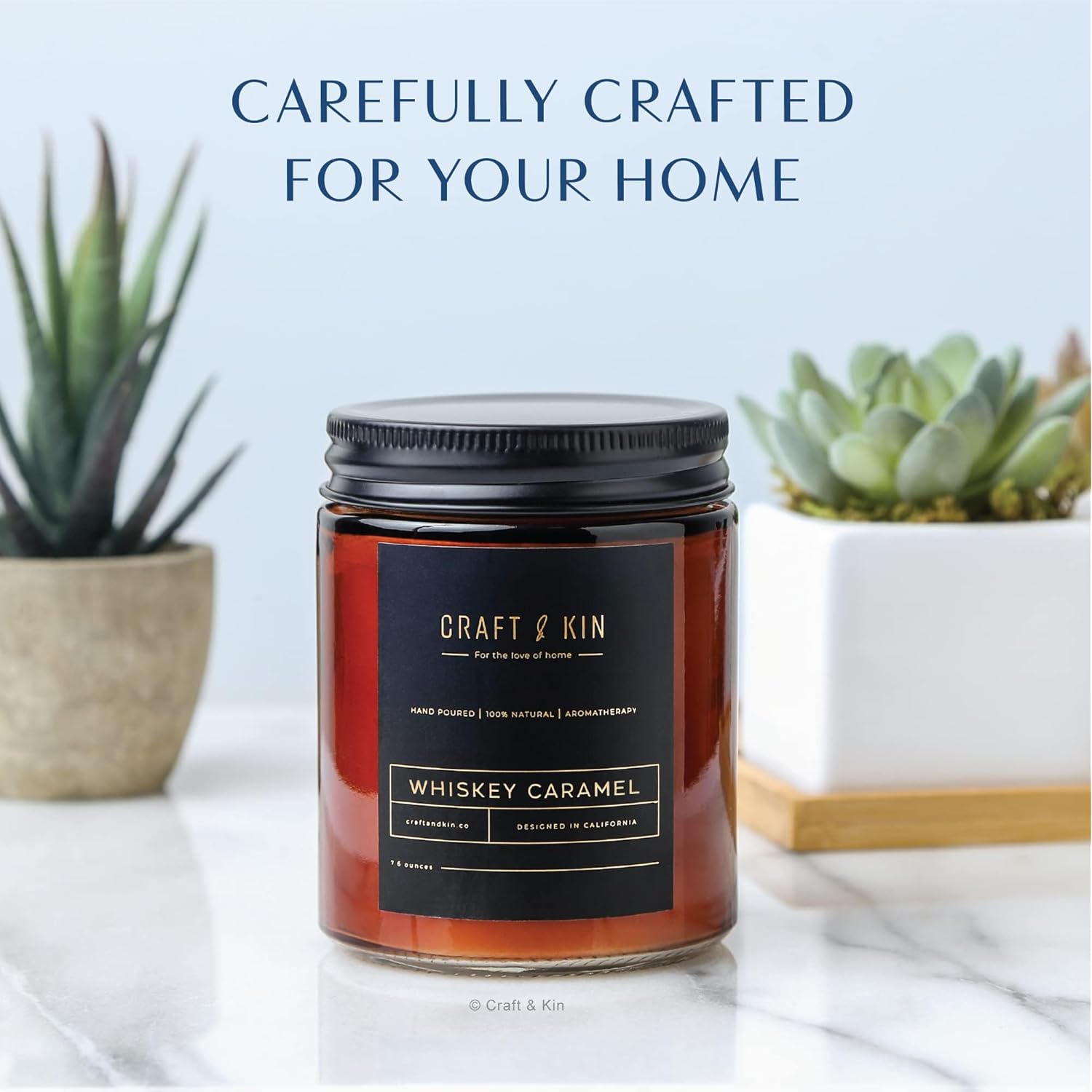 Scented Candles For Men | Premium Whiskey Caramel Winter Candle | All-Natural Scent For Home | Long Lasting Candles With 45 Hour Burn Time, 8Oz