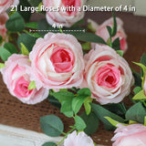 2Pcs(13Ft) Artificial Flower Garland, Hanging Fake Pink Roses Vines With 21 Large Size Silk Flowers(Dia 4 Inch), For Indoor Outdoor Party Home Wedding Birthday Bedroom Home Wall Decor