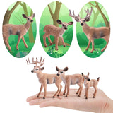16Pcs Deer Figurines Model Trees Kit, Plastic Woodland Animals Toys, Miniature Wild Forest Animal Figures For Christmas Decoration Cake Toppers Party Favors