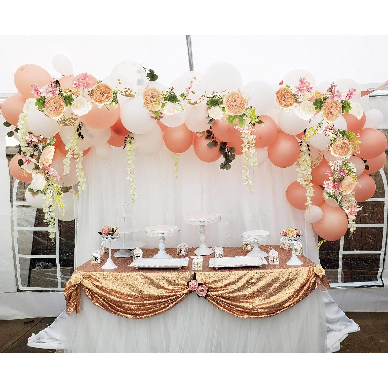 2Pack Artificial Peony Flower Garland - Silk Peony Garland With Pink And White Flowers For Wedding Party Table Decoration,6Ft/Strand