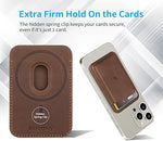 Strong Magnetic Wallet for MagSafe, Crazy Horse Leather, Holds 1-3 Cards - Brown