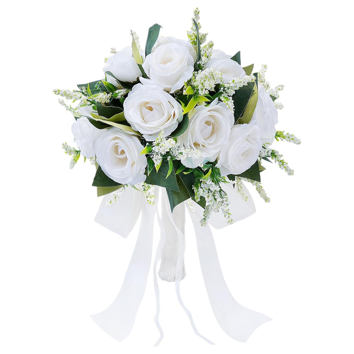 Wedding Bouquets For Bride Bridal, Flower Bouquets For Bride Bridesmaid Wedding Bridal Anniversary Decorations, White