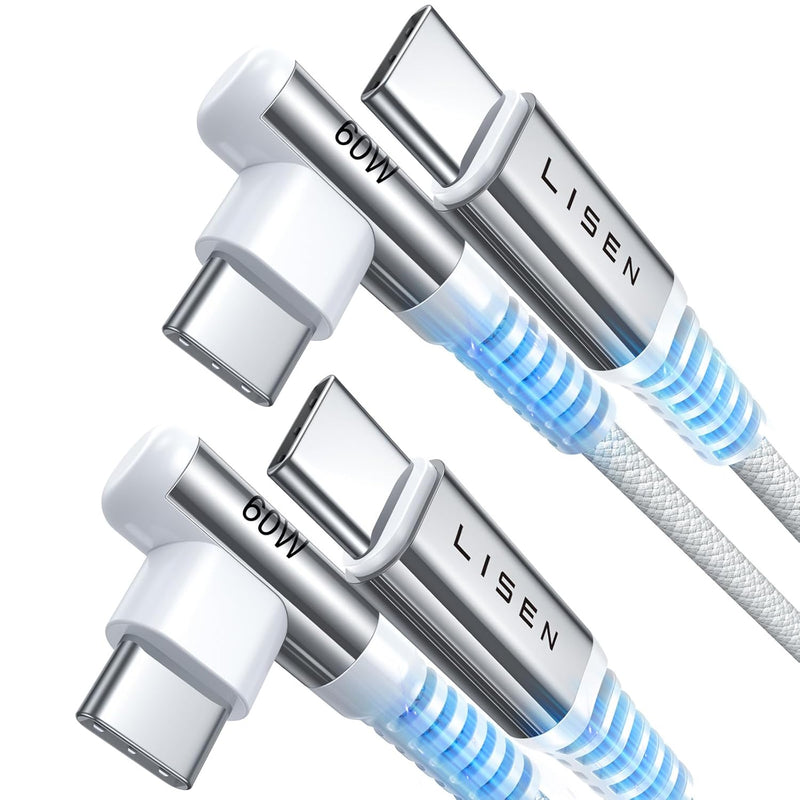 Usbc To Usbc Cable [60W 2-Pack, 6.6Ft] Usb C Charger Cable 48-Strand Cotton Ya
