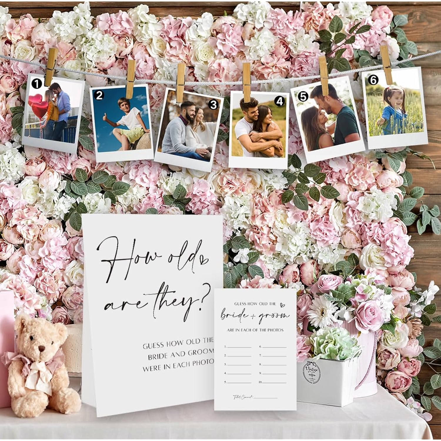 Minimalist How Old Were They Game, Guessing The Couples Age Photo, Bridal Shower Wedding Shower Game (1 Sign And 30 Cards)-Bng02