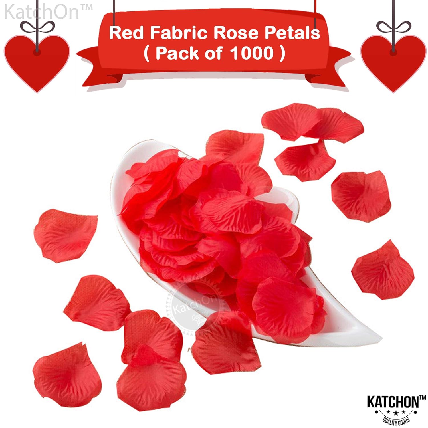 , Artificial Red Rose Petals - 1000 Pcs Silk, Artificial Flowers Petal For Wedding Decorations | Decorative Rose Petals For Bed | Anniversary Decorations | Red Rose Petal Artificial Flowers