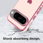 Pixel 9/9 Pro Case, Pink, Plating Edge, Love Heart, Shockproof, Soft TPU