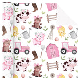 Farm Animal Wrapping Paper - Mini Roll - 17 Inch X 16.5 Feet - Pink Barnyard Cow Birthday Wrapping Paper Perfect For Kids Girls Boys Birthday, Baby Shower