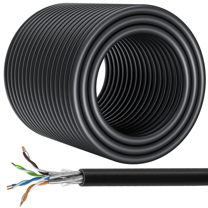 Cat 7 Ethernet Cable Bulk 500Ft, Outdoor Cable Shielded Sftp Pimf Anti-Jamming