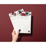 Navy Burgundy Floral Bridal Shower Memories Game - 50 Pack Of Favorite Memories Cards For The Bride - Elegant Keepsake Activity For Guests At Bridal Showers, Engagement Parties