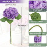 3Pcs Purple Hydrangea Artificial Flowers, 8.66" Large Real-Touch Latex Blooms With 22" Long Stems, Faux Hydrangea For Home Table Centerpieces, Wedding Bouquets & Floral Arrangement Decor (Purple)