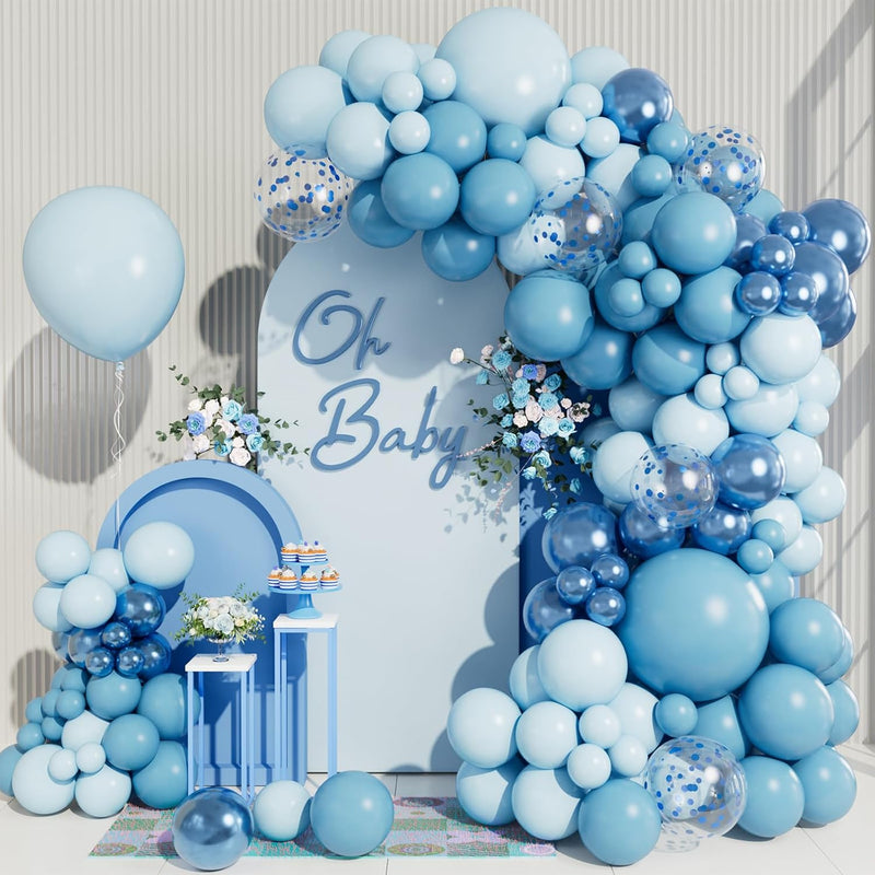 138Pcs Blue Balloon Arch Garland Kit With Different Size Metallic Maca