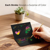 26-Pack Magic Scratch Thank You Cards Bulk Set With 26 Envelopes, 12 Wooden Pens & 26 Smile Cards - 5.3X3.7 Inch Envelopes, 5X7 Inch Foldable Cards | Perfect For Birthdays, Weddings, Business,Baby Showers & More