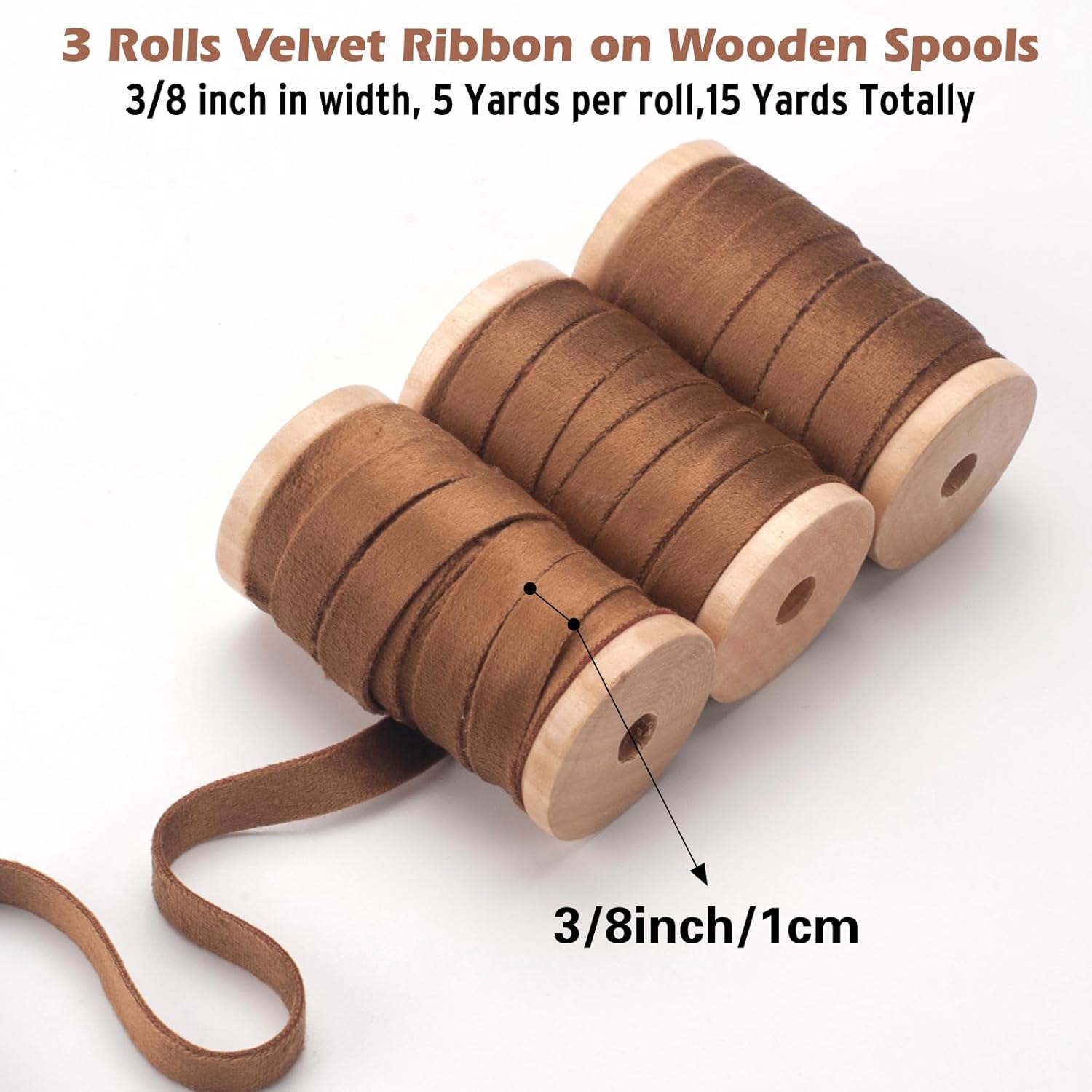 Brown Velvet Ribbon 3/8 Inch, Velvet Christmas Ribbon Double Faced, 15 Yd Vintage Taupe Skinny Velvet Ribbon For Christmas Tree, Gift Wrapping, Wreaths, Floral Bouquets, Hair Ties, Handmade Crafts