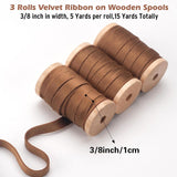 Brown Velvet Ribbon 3/8 Inch, Velvet Christmas Ribbon Double Faced, 15 Yd Vintage Taupe Skinny Velvet Ribbon For Christmas Tree, Gift Wrapping, Wreaths, Floral Bouquets, Hair Ties, Handmade Crafts