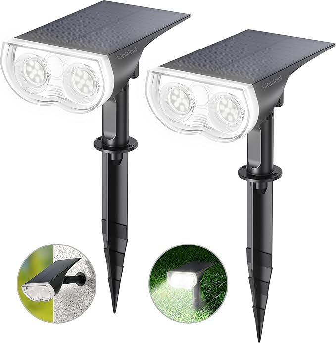 2 Pack StarRay Solar Spot Lights IP65 Waterproof Daylight Dusk to Dawn Garden Lights