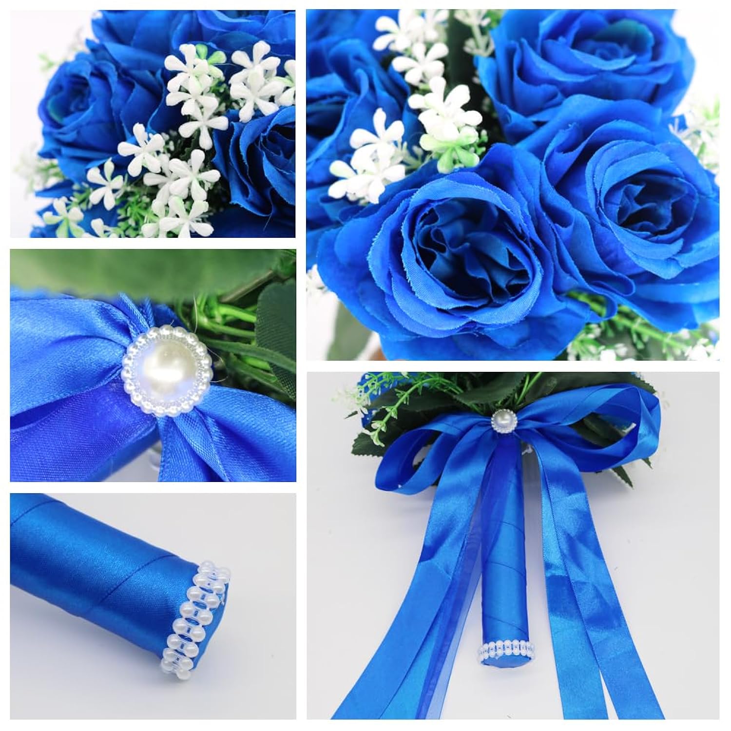 Wedding Bouquets For Bride, Small Bridal Flower For Bridesmaid, Artificial Blue Toss Rose