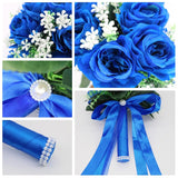 Wedding Bouquets For Bride, Small Bridal Flower For Bridesmaid, Artificial Blue Toss Rose