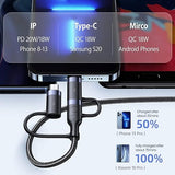 60W 5 in 1 USB C Multi Fast Charging Cable Nylon Braided for Laptop Tablet iPhone Android