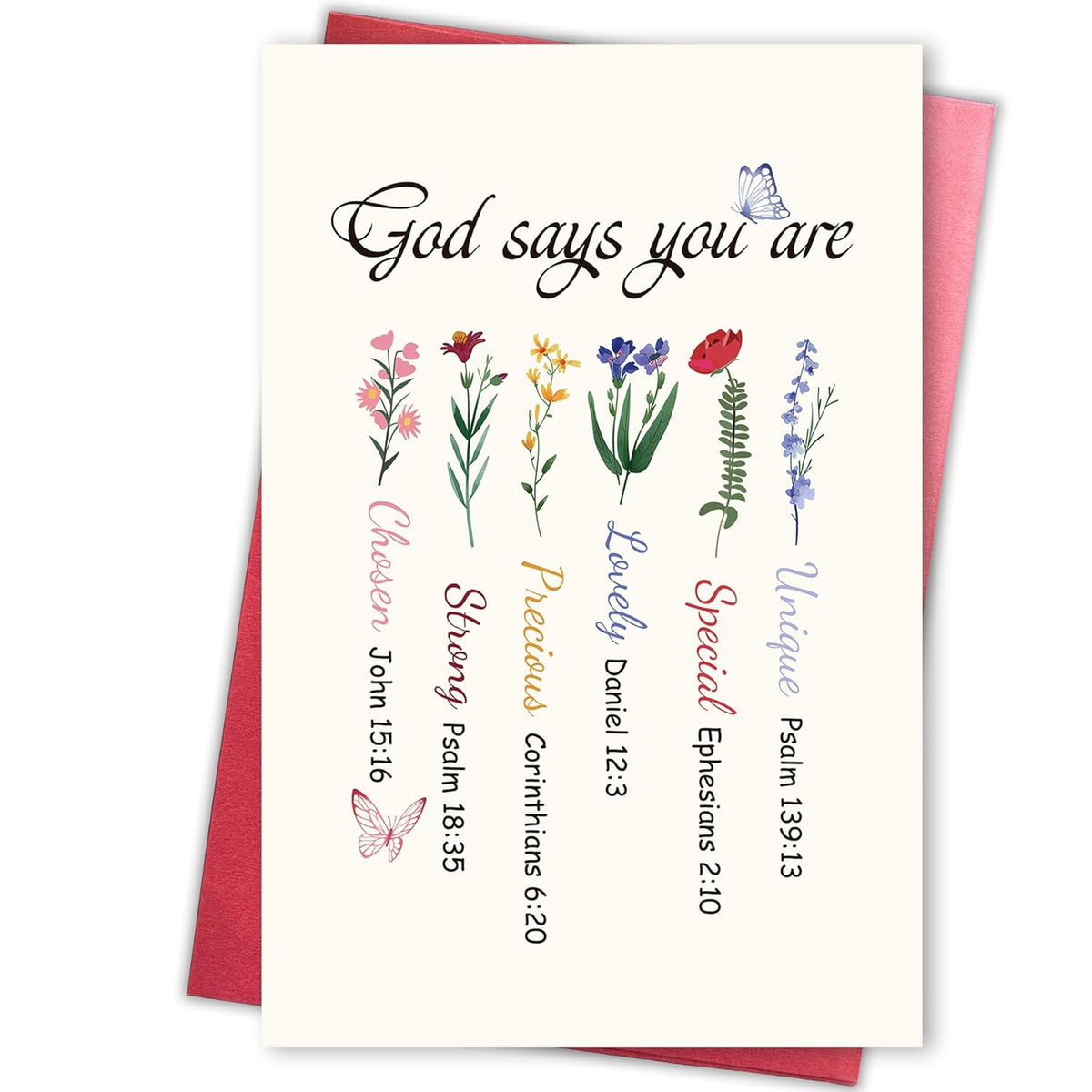 Christian Encouragement Card For Women Her, Inspirational Bible Verse Card With Floral, Christian Gift For Birthday, Graduation, Faith Milestones & Church Fellowship Occasions