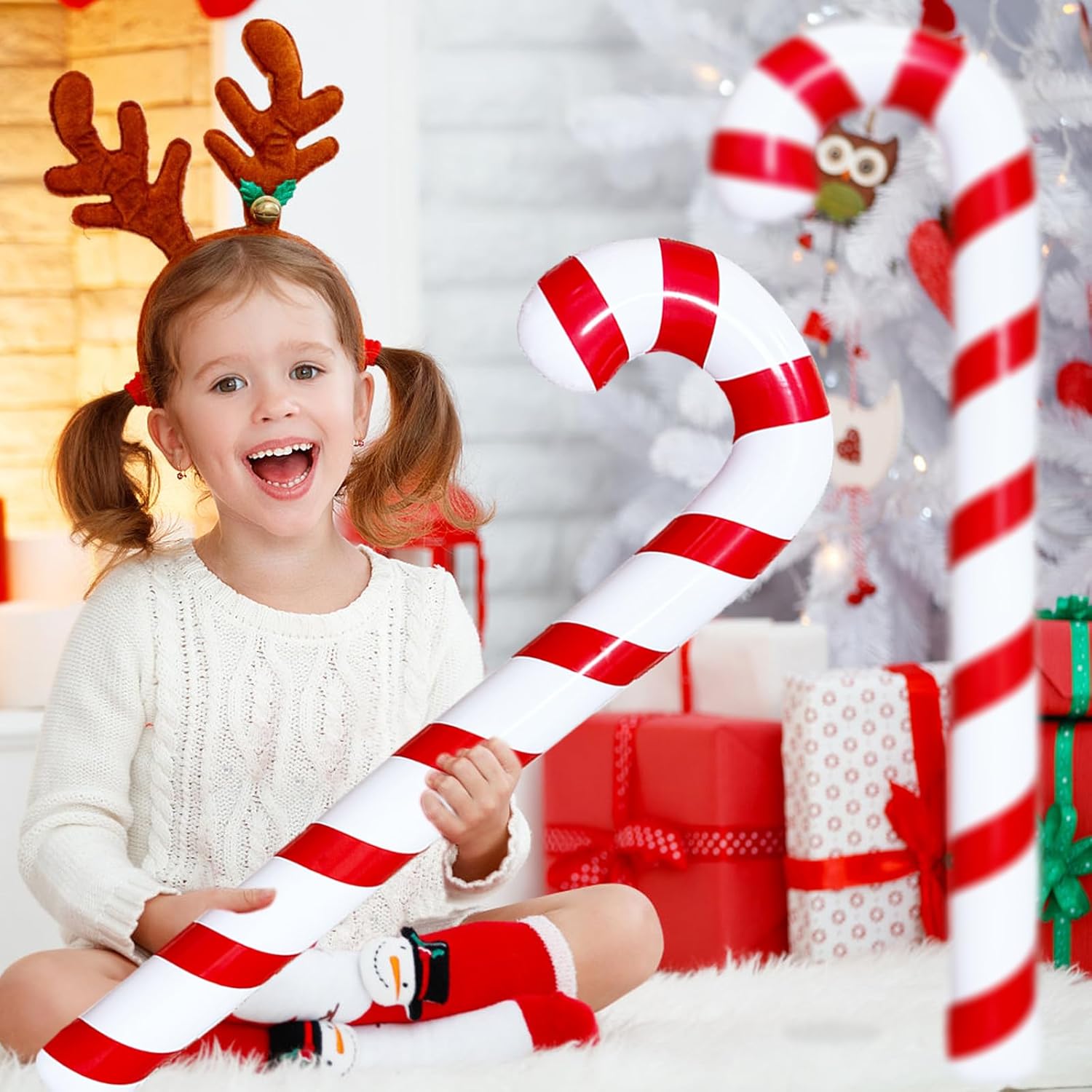 4 Pcs 45 Inch Inflatable Christmas Candy Canes,Large Xmas Candy Canes Balloons For Christmas Indoor And Outdoor Party De