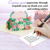 3D Flowers Thank You Card - Rose Thank You Pop Up Card With Envelopes For Family Friends Colleague Teacher Doctor Nurse Appreciation Gifts