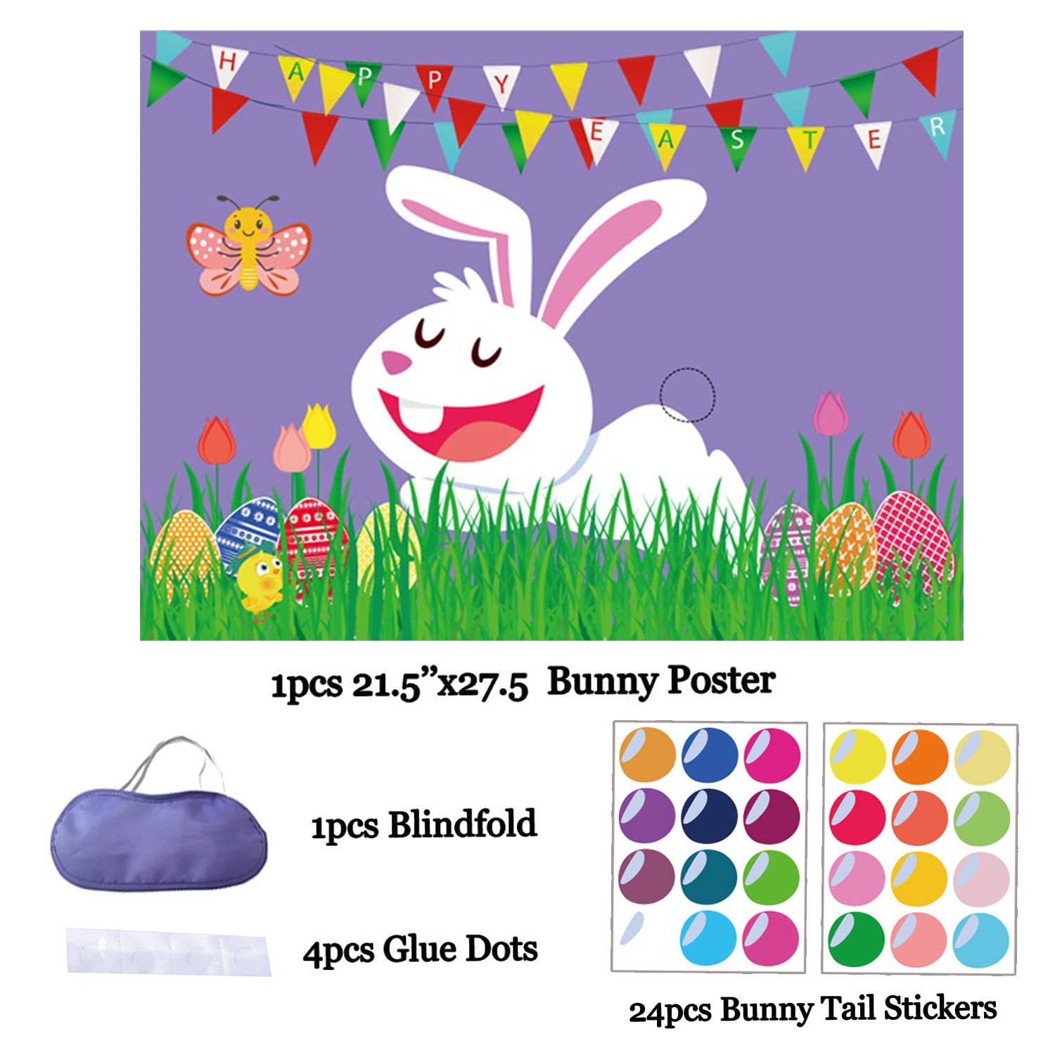 Easter Games For Kids Pin The Tail On The Bunny With 24 Stickers Easter Party Games Easter Rabbit Game For Easter Party Decorations Easter Egg Hunt Activities