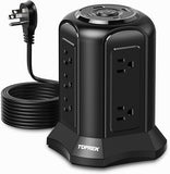 Tower Power Strip 10 Outlets 4 USB Ports 20W USB C Surge Protector 2100J 6.5FT Cord