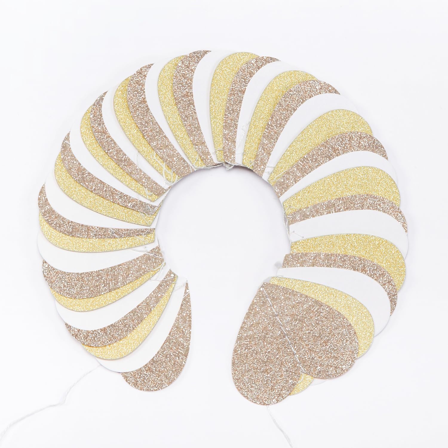 White-Gold Champagne Bachelorette Party Decorations - 52Ft Birthday Heart Hanging Paper Streamers-Garland Banner,Engagement Wedding Neutral Baby Bridal Shower Supplies Decor