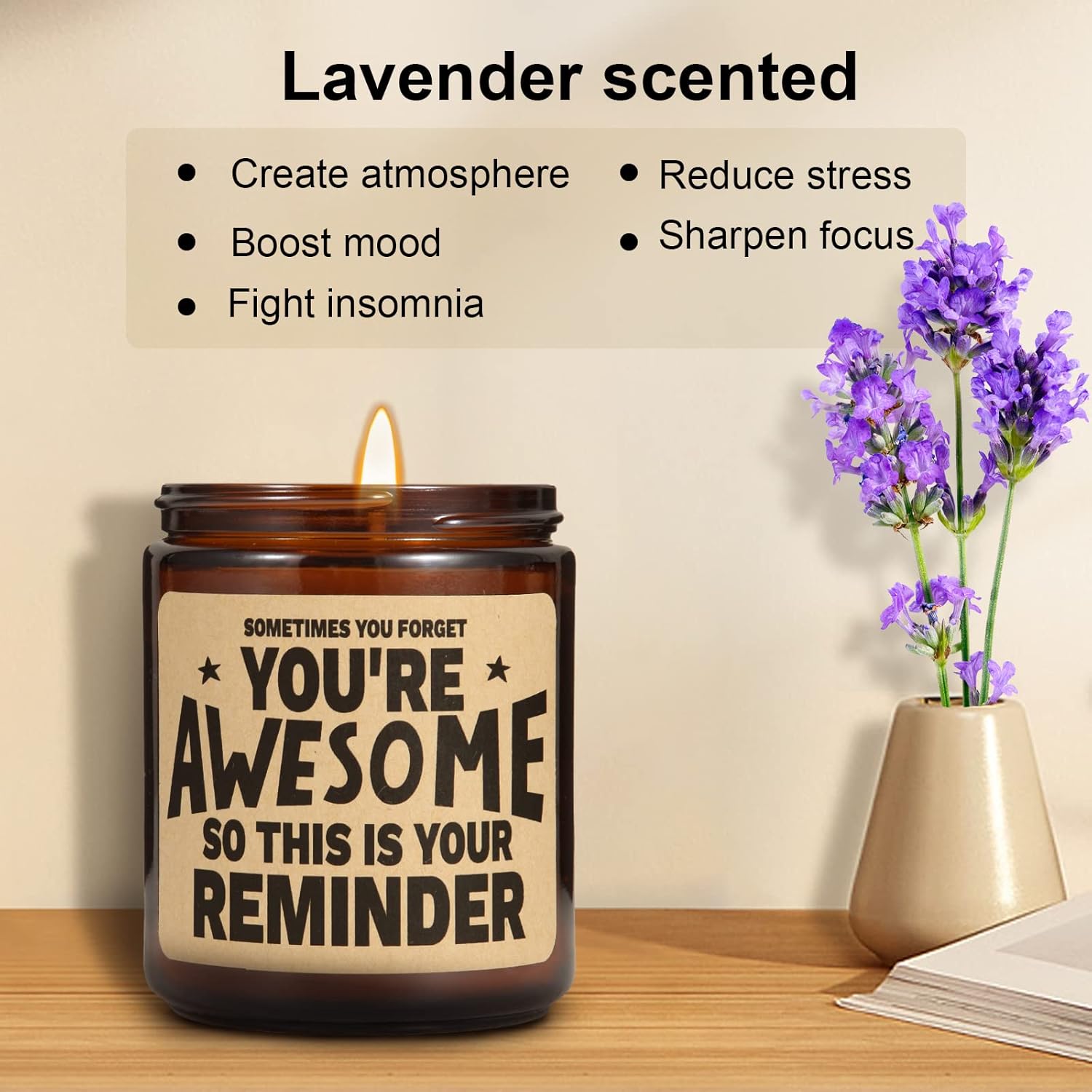 Scented Candle Gifts For Women - Inspirational, Cheer Up Gift For Her, Him - Gag Gifts For Friend, Coworker, Congratulations, Graduation, Passed Exam, New Job Present, Mom Mothers Day Gift