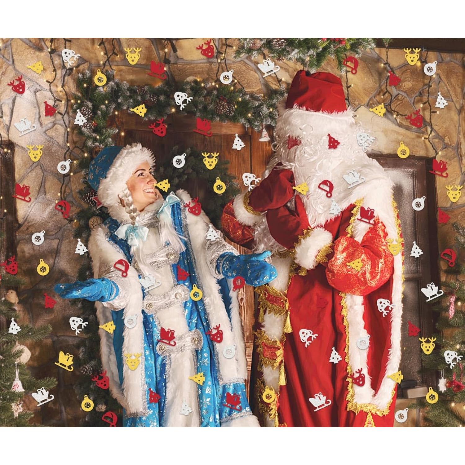 200 Pcs Christmas Confetti Decorations For Table, Xmas Trees Bulb Sequins Glitter Red Gold Sliver Table Confetti Reindeer Sleigh Paper Confetti For Christmas Party Decorations New Year Favors