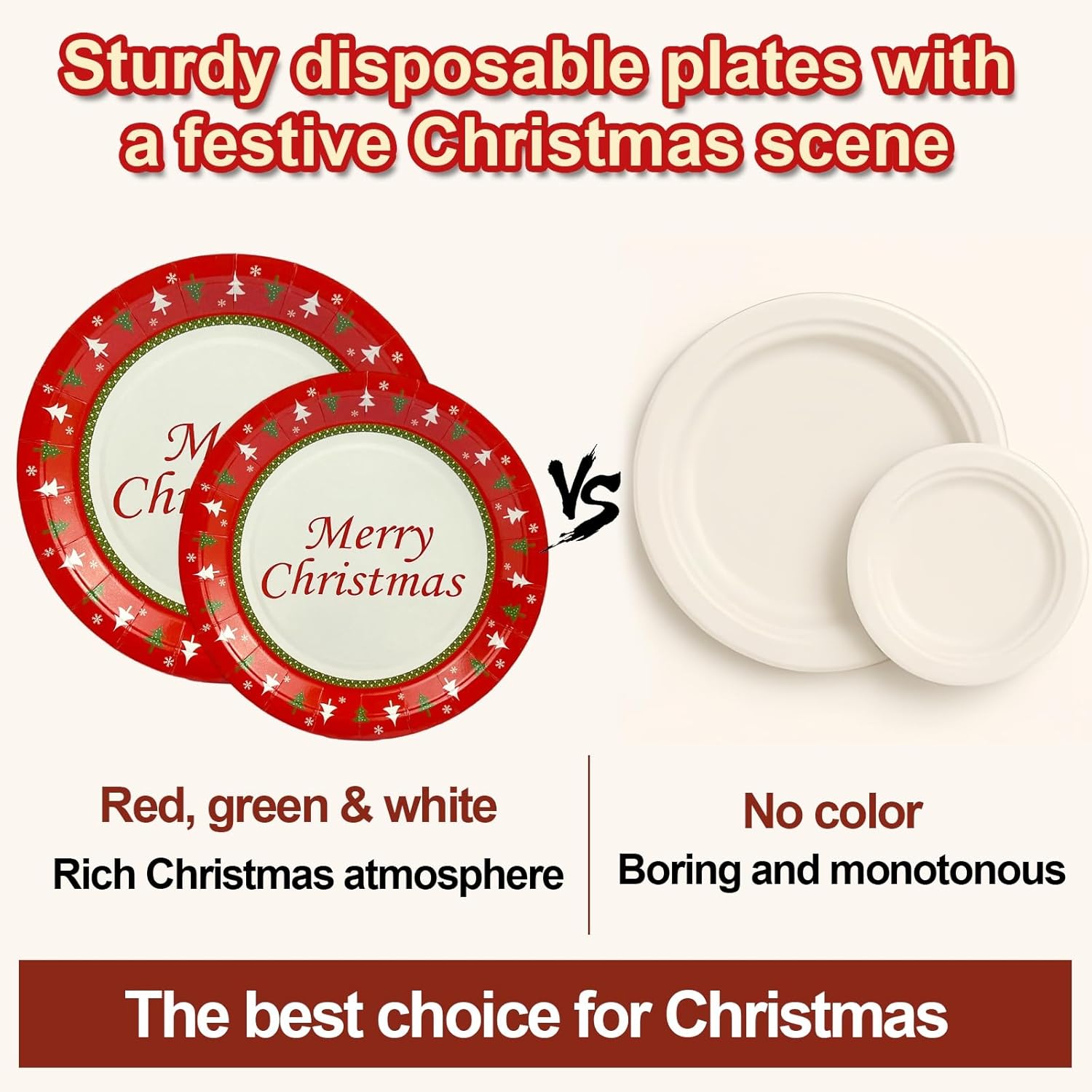 200 Pcs Merry Christmas Disposable Dinnerware Set For 25 Guests Christmas Paper Plates (7"& 9"), Paper Cups, Napkins, Plastic Cutlery For Xmas Winter Holiday Dinner Party Celebrations
