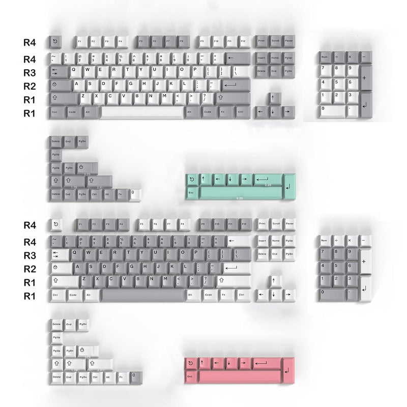 260 Keys Double Shot Keycaps Cherry Profile Modern Dolch Light Keycaps Fit For