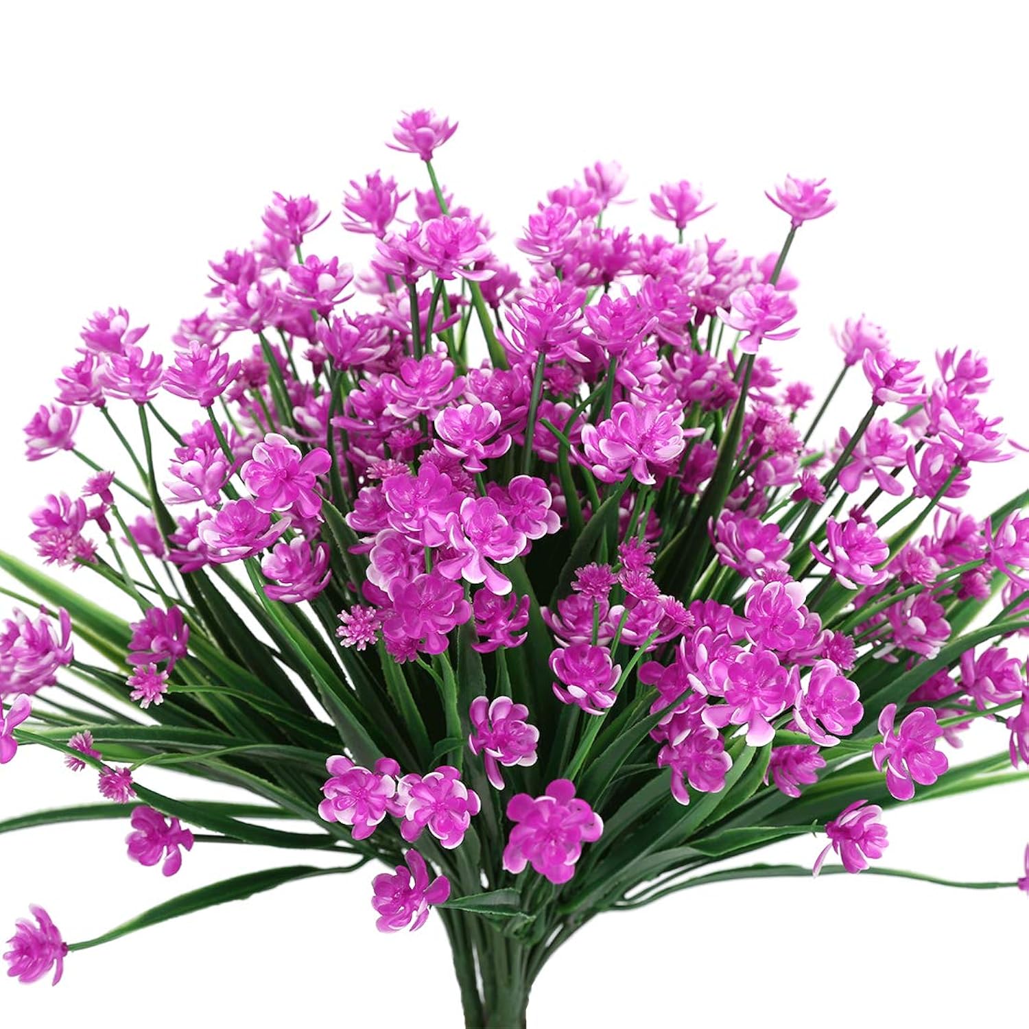 8 Bundles Artificial Flowers, Fake Artificial Greenery Uv Resistant No Fade Faux Plastic Plants For Wedding Bridle Bouquet Indoor Outdoor Home Garden Kitchen Office Table Vase (Fuchsia)