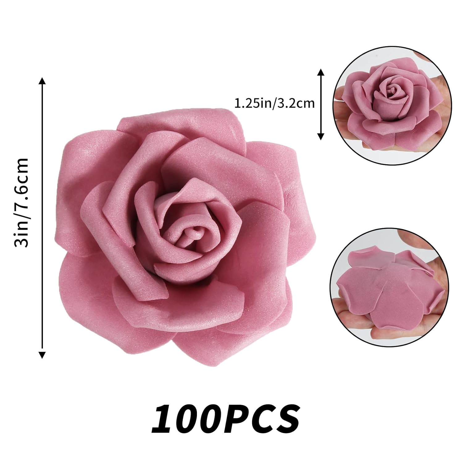 100 Pcs Artificial Flowers Mauve Fake Roses Artificial Flowers Foam Flowers Real Looking Foam Roses For Diy Wedding Home Centerpiece Table Decorations(Dusty Rose)