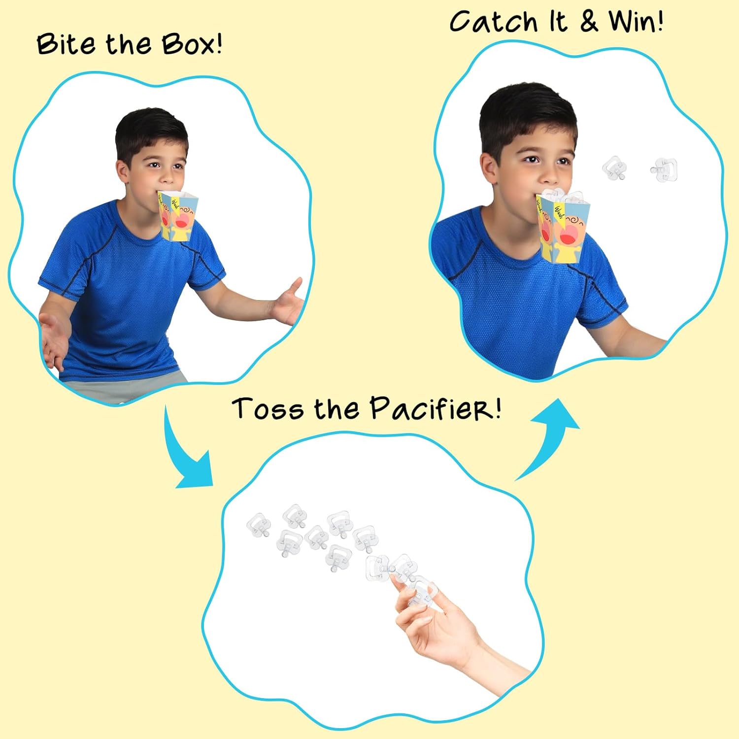 Baby Shower Games Funny Activities - Funniest Baby Shower Game Ever, Ice Breakers For Boy Or Girl, Catch That Pacifier (Blue)