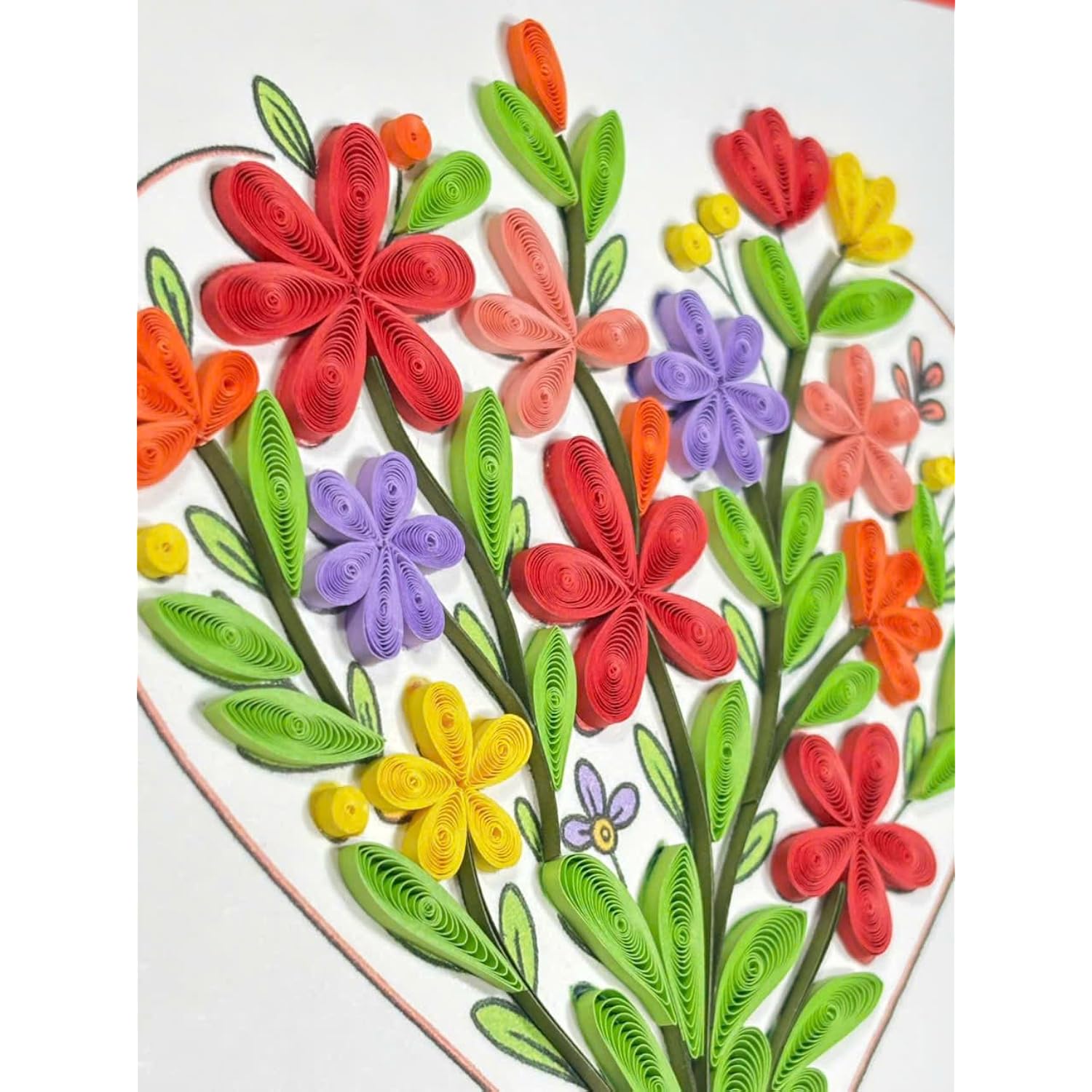 Handmade Quilling Greeting Card Floral Heart Design – Romantic Paper Art For Her, Birthday, Anniversary, Valentine’S Day, Thinking Of You, Special Occasion Gift Keepsake