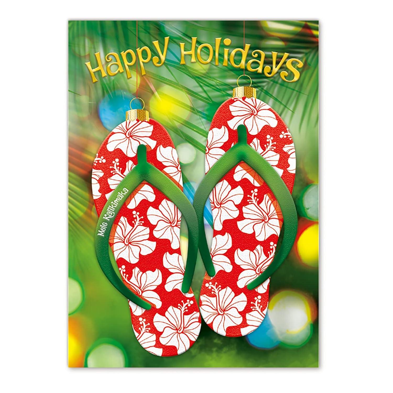 Island Heritage Boxed Hawaiian Christmas Cards - Santa's Slippah (Slippers/Flip Flops) - 12 cards & 13 envelopes