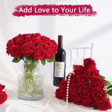 50 Pcs Red Roses Artificial Flowers, Real Touch Velvet Roses Bouquet Fake Flowers Bulk, Artificial Roses With Long Stems For Valentines Day Gift Diy Bridal Wedding Centerpiece Decorations