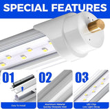 12 Pack 8FT LED Bulbs 44W 5500LM 6500K FA8 Single Pin T8 T10 T12 Fluorescent Replacement