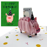 3D Birthday Card, Piggy Bank Money Holder For Cash Gift Birthday, Fun Money Card For Kids And Adults, Animal Pop-Up Card, With Envelope And Removable Note Card