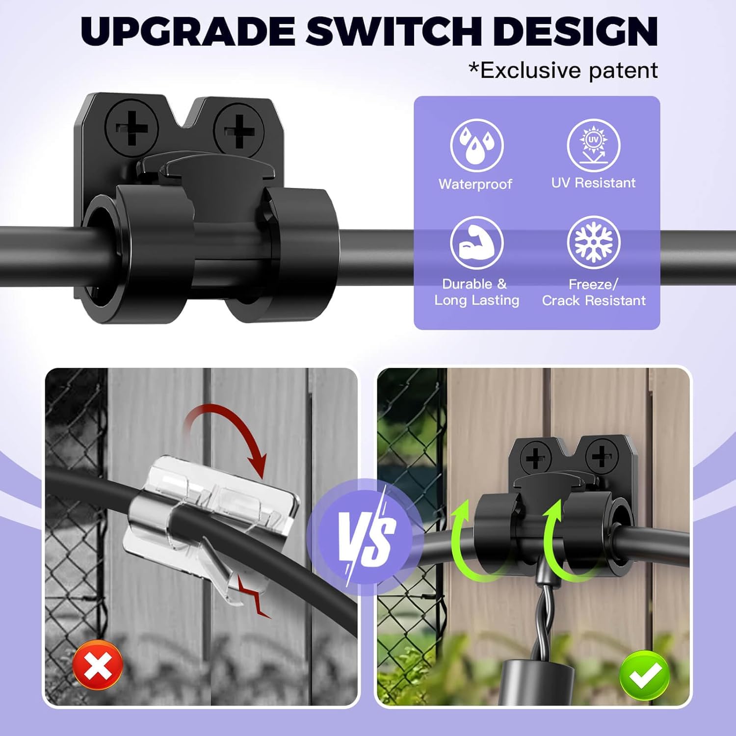 Hooks For Outdoor String Lights Clips: 25Pcs Christmas Light Clips With Waterproof Adhesive For Hanging Balcony Lights - Outside Black String Light Hooks - Decor Garland Hanger - Cable Holders