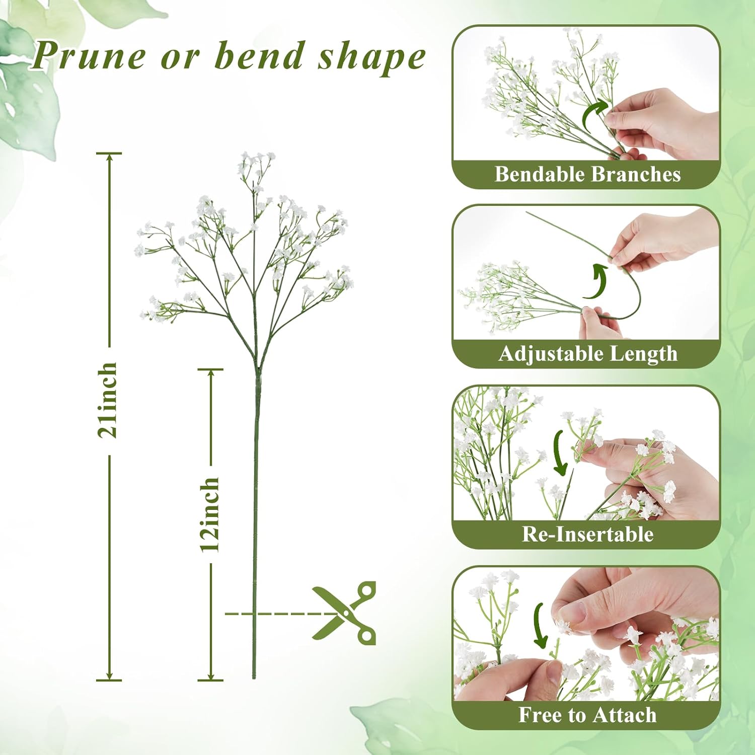 11 Pcs Babys Breath Artificial Flowers – Spring Flower For Wedding Centerpieces, Home Decor, Diy Crafts & Party Decorations