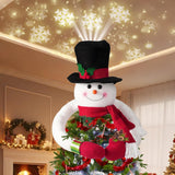 Lighted Christmas Tree Topper Christmas Snowman Tree Topper Projector 3D Led Snowman Hat With Rotating Snowflake Projection, Festive Holiday Decoration For Christmas Tree&Home Décor