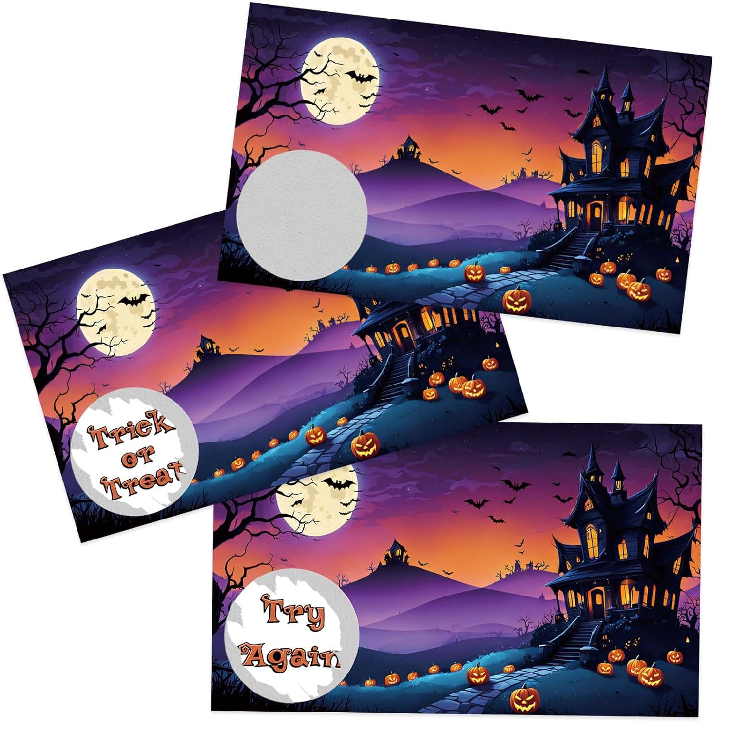 Halloween Scratch Off Cards, 50 Pack Spooky Scratcher Tickets, Trick Or Treat, Fun Halloween Party Game Decoration Supplies - A04