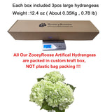 3Pcs Hydrangea Artificial Flowers 21" Lifelike Fake Large Real Touch Hydrangea Pink Flower For Wedding Decoration Bride Bouquet Floral Home Decor Table Centerpieces (Light Green)