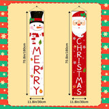 Christmas Outdoor Yard Banner | 2Pc Red White Santa Snowman Hanging Banner | Front Porch, Home, Indoor Outdoor, Garage Door, 71X13 Inches