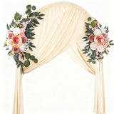 2 Pack Wedding Arch Flowers, Artificial Corner Floral Swag, Wedding Arrangements Decor For Diy Ceremony Reception, Sweetheart Table Chair Backdrop, Welcome Sign Banquet Party(Pink-White)