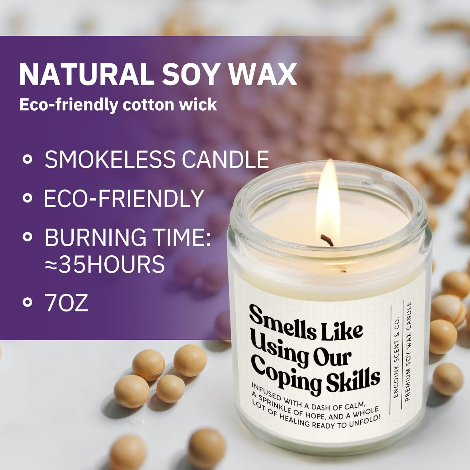 Therapist Gifts For Women Men, Gifts For School Counselor, Social Worker, Psychologist, Mental Health, Funny Coping Skills Candle For Stress Relief, Healing, Emotional Support, Lavender