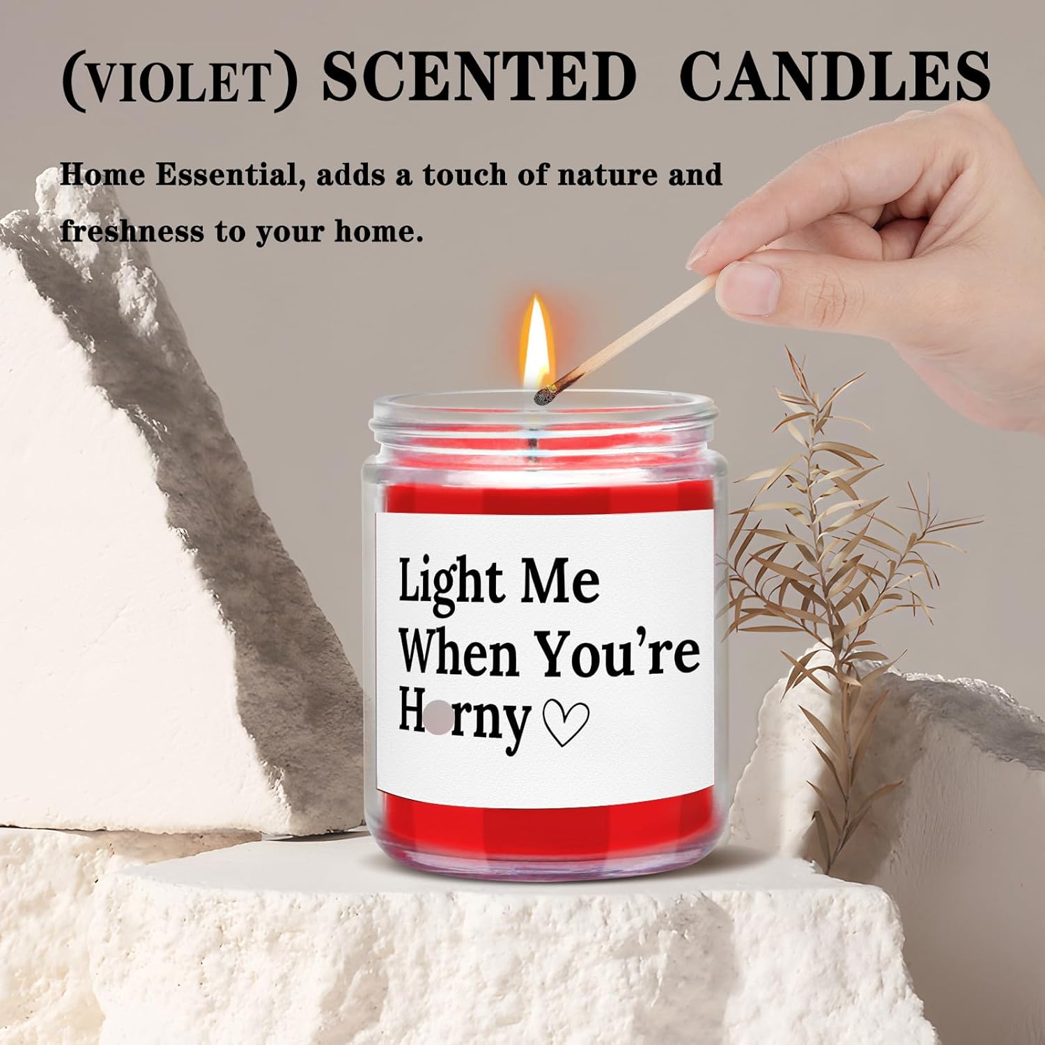 Naughty Gifts For Him/Her Funny Gifts For Boyfriend Husband Couples 7Oz Violet Scented Candle Anniversary Engagement Gifts (Candle-You Are H*Rny)
